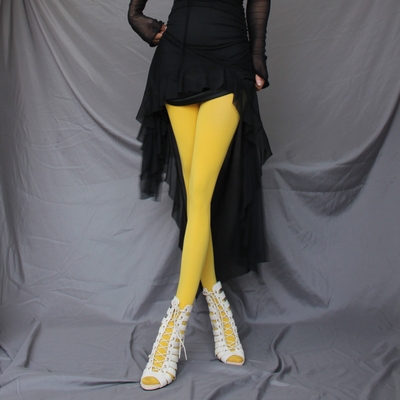金黄色加长大码高弹天鹅绒连裤袜