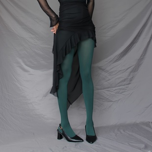 高弹锦纶彩色丝袜女 深绿色打底袜中绿色大码 墨绿色连裤 袜春秋薄款