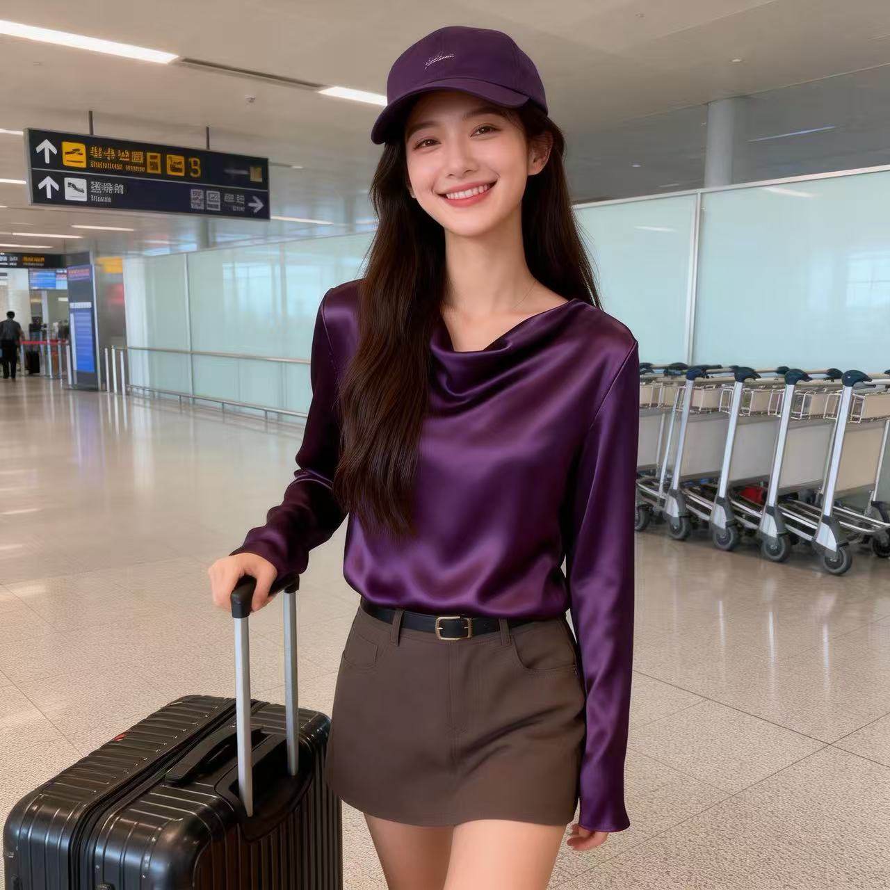 2026斜裁荡领设计小众修身显瘦桑蚕丝衬衫女显瘦百搭真丝上衣