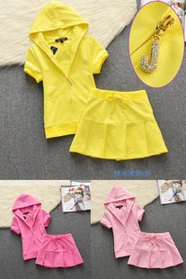 防走光短裙棒球服夏学生潮 juicy净色套裙女修身 网球裙 JC短袖 套装