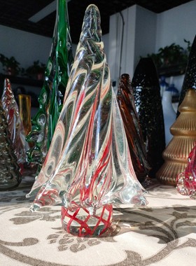 简约百搭手工吹制琉璃圣诞节送礼炫彩客厅圣诞树摆件