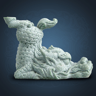 逗兽记 瑞兽家居客厅青砂石工艺品摆件小号呆萌麒麟茶宠鱼缸造景