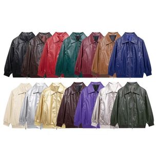 外贸2024冬季欧美跨境女装街头时尚复古立领宽松外套 w039 7566