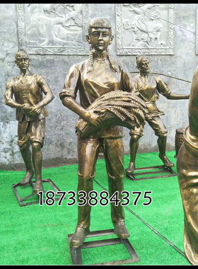 稻谷玻璃钢农耕人物雕塑现货