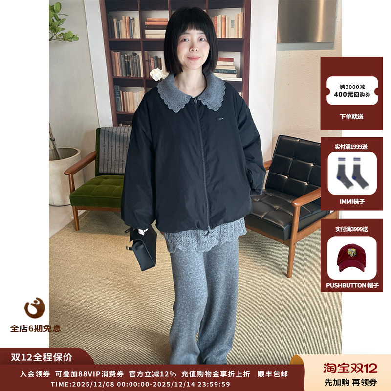 ASYUS娃娃领波点两面穿羽绒服