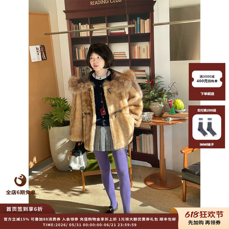 【现货】设计师品牌IMMI25AW樱桃山羊皮毛一体外套MWEFWLJK0874X