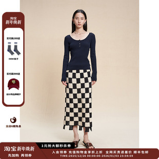 25AW格纹提花针织半裙JULY 设计师品牌WHM 现货