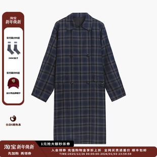 25AW藏青色羊毛格纹风衣JULY 设计师品牌ETHOR 现货