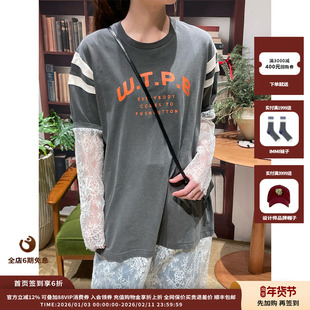 【现货】设计师品牌 PUSHBUTTON 26RS叠层蕾丝袖T恤长裙