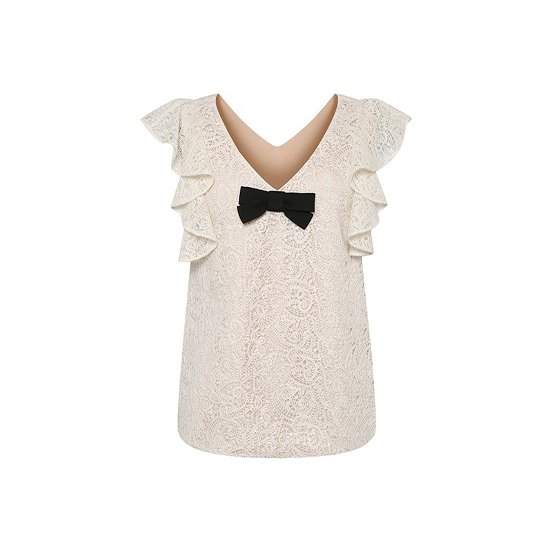 MaisonWester蕾丝V领蝴蝶结上衣