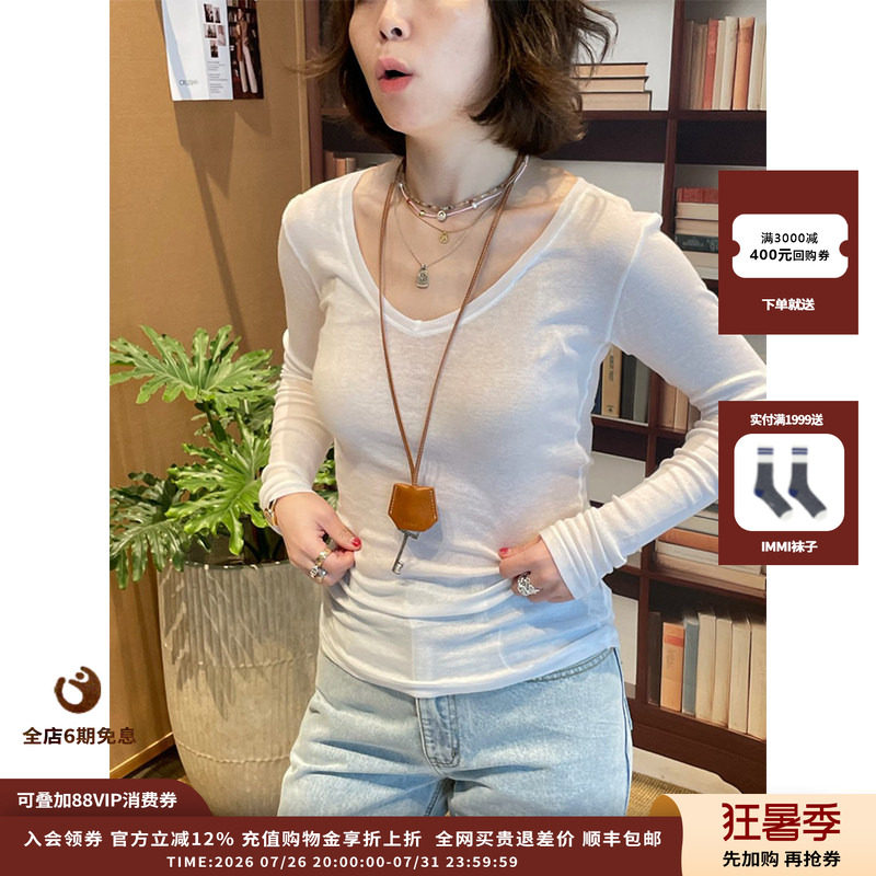 AmericanVintageV领长袖T恤