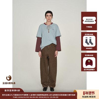 【现货】设计师品牌ICE DUST 25PF假两件条纹绳带长袖T恤JULY