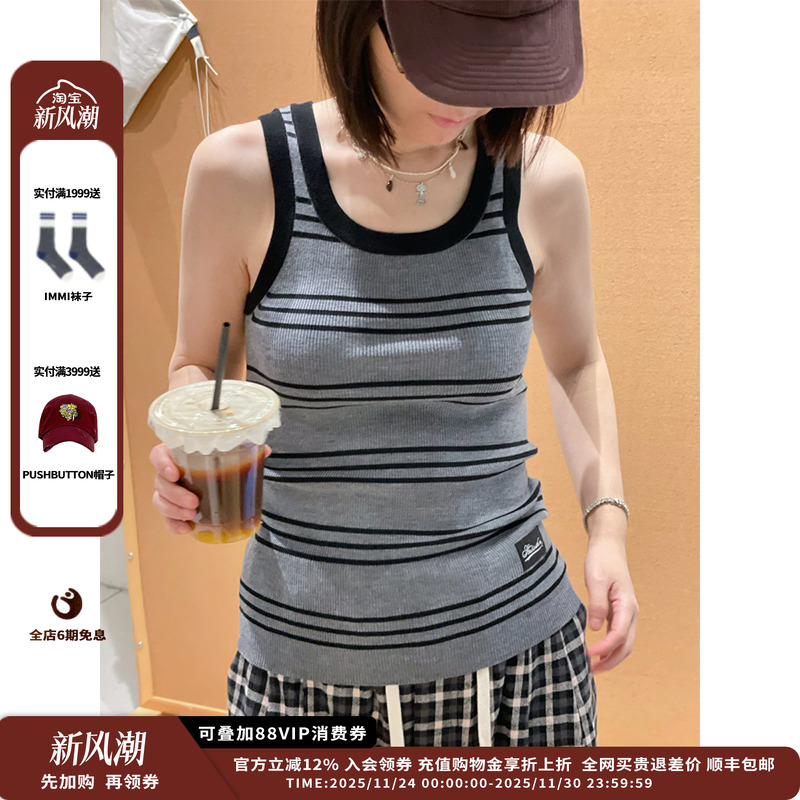 ETHOR25AW条纹针织背心JULY