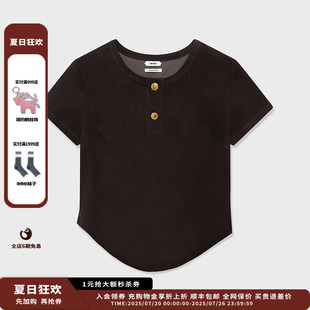 25PF弹力羊皮前襟开衩T恤MWEFWLTP0277X 新品 设计师品牌IMMI