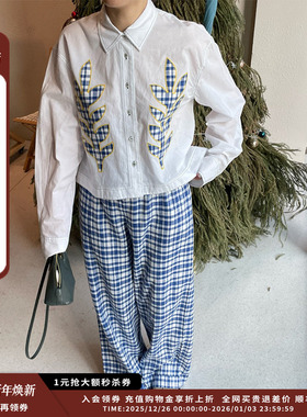 【现货】设计师品牌SHORT SENTENCE 25SS现货拼布刺绣衬衫JULY