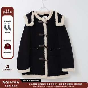 25AW羊绒双面呢拼羊羔毛连帽大衣MWEFWWCO1384X 品牌IMMI 现货