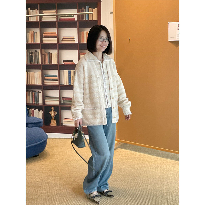 【现货】设计师品牌Crush Collection 25AW 花呢条纹V领开衫JULY