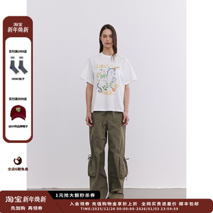 25SS独角兽印花蕾丝边T恤JULY 设计师品牌UHOOWU 现货