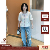 现货 设计师品牌ICE DUST 25PF手钩贴花牛仔长裤 JULY