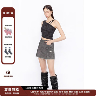設計師品牌SENSEAWEEK 24AW不規則螺紋斜肩系帶背心JULY 新品