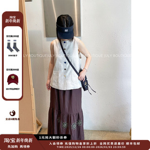 SENTENCE 品牌SHORT 短句夏日胶囊花朵贴布绣伞摆半身裙 现货