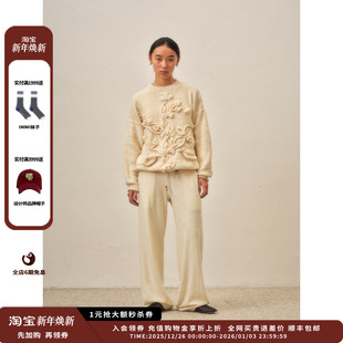 xii 设计师品牌shao 25AW花蔓棒针粗织毛衣JULY 现货