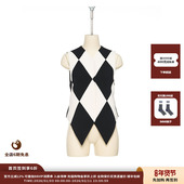 设计师品牌PUSHBUTTON 现货 25AW钻石图案背心JULY