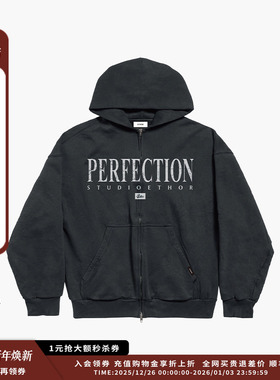 【现货】设计师品牌 ETHOR 25AW 黑色“PERFECTION”印花卫衣