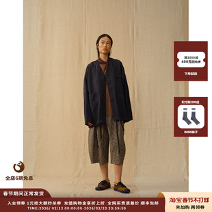 【现货】设计师品牌FAFAMOON 26SS 缝线装饰亚麻V领外套