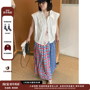 25SS BATIK 设计师品牌ANTIK 拼色格纹半裙JULY 现货