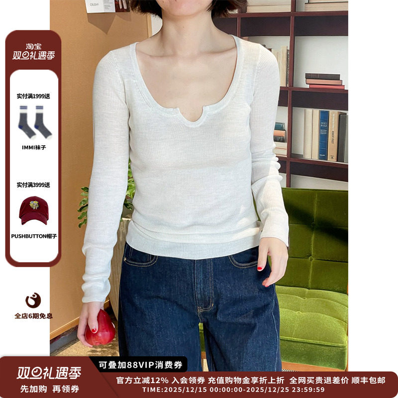 【现货】品牌IMMI25AW羊毛低领长袖修身针织衫MWEFWKLT0603X