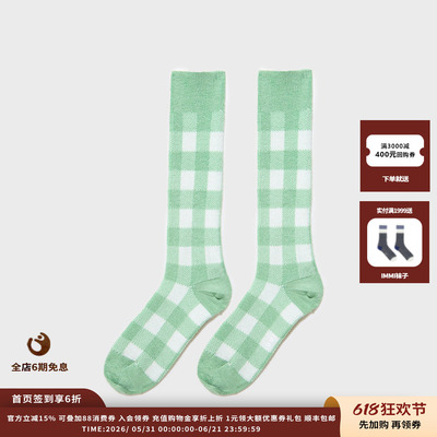 IMMI25AW羊绒格纹中筒袜
