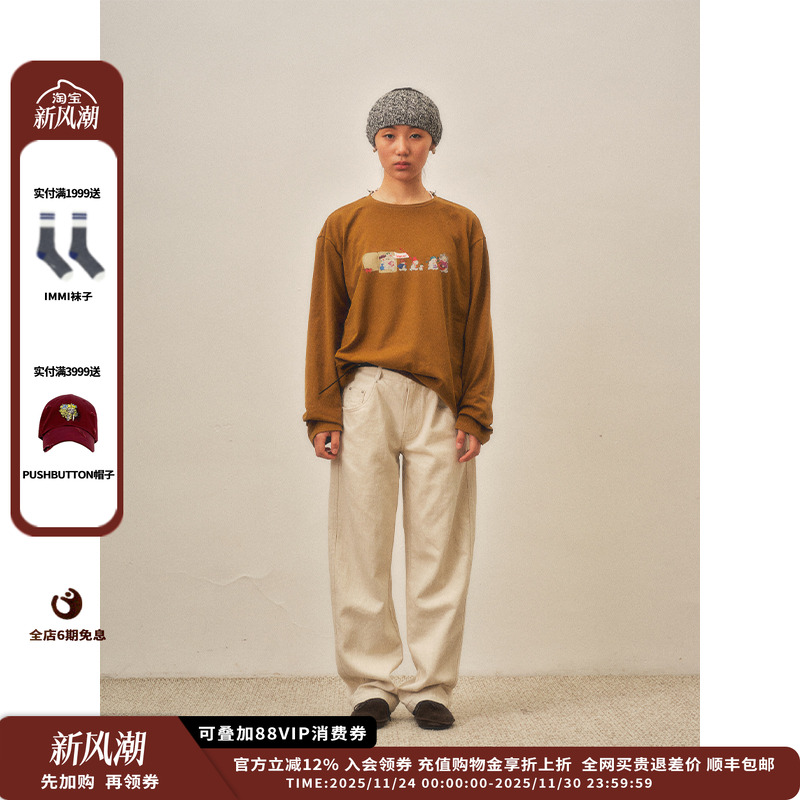 【现货】设计师品牌shao xii 25AW小雪人列队印花长袖JULY