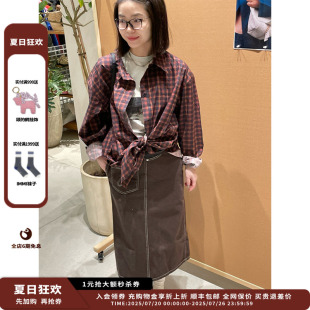 牛仔裙JULY 新品 设计师品牌PUSHBUTTON25PS侧开式