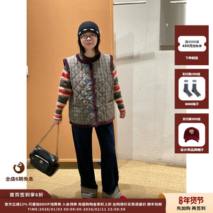 【现货】设计师品牌SHORT SENTENCE 25AW 饰边格纹绗缝马甲JULY