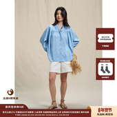 JULY 25SS柞蚕丝绸抽褶立领衬衫 现货 设计师品牌WHM