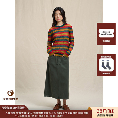 WHM25SS彩条压褶打底针织衫JULY