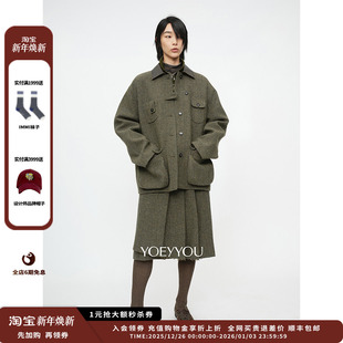 25AW 设计师品牌YOEYYOU 搭片百褶半裙 现货