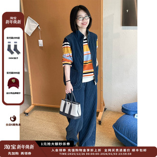 JULY 设计师品牌WHM25AW水洗菱型格牛仔阔腿裤 现货