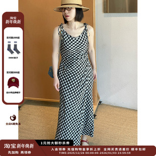 25SURPLUS格纹系带吊带连衣裙MWESSWDS0475X 品牌IMMI 现货