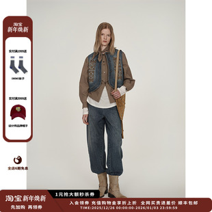 DUST 设计师品牌ICE 25PF纹饰刺绣牛仔马甲JULY 现货