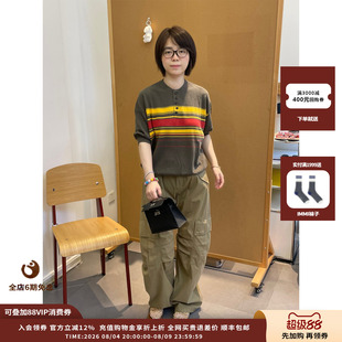 【现货】设计师品牌FAFAMOON 26PF 和纸纱撞色条纹针织上衣
