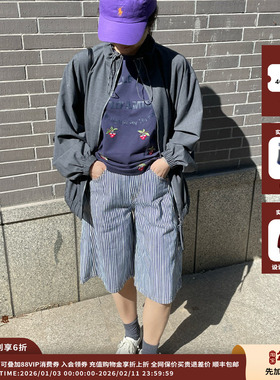 【现货】品牌IMMI 25SURPLUS条纹牛仔侧门襟中裤MWDFWDSP0966X