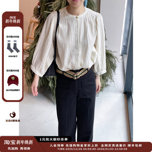 休闲衬衫 25PS条纹圆领七分袖 设计师品牌SESSUN 上衣JULY 现货