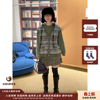 ETHOR25AW复古花卉针织马甲JULY