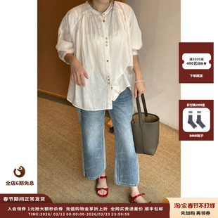 【新品】设计师品牌SESSUN 25PS休闲棉质圆领七分袖衬衫JULY