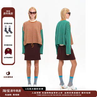 八月胶囊 设计师品牌COEMES 宽松撞色条纹T恤JULY 现货