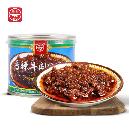 德和香辣牛肉酱罐头220g杂酱调料米线帽子牛肉酱