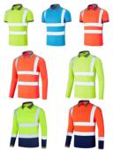 建筑施工道路环卫安全服工地服反光现货四季 速干新款 翻领长袖 T恤