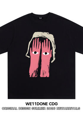 WE11DONE CDG小众潮牌Justinbieber同款卡通印花纯棉宽松短袖t恤